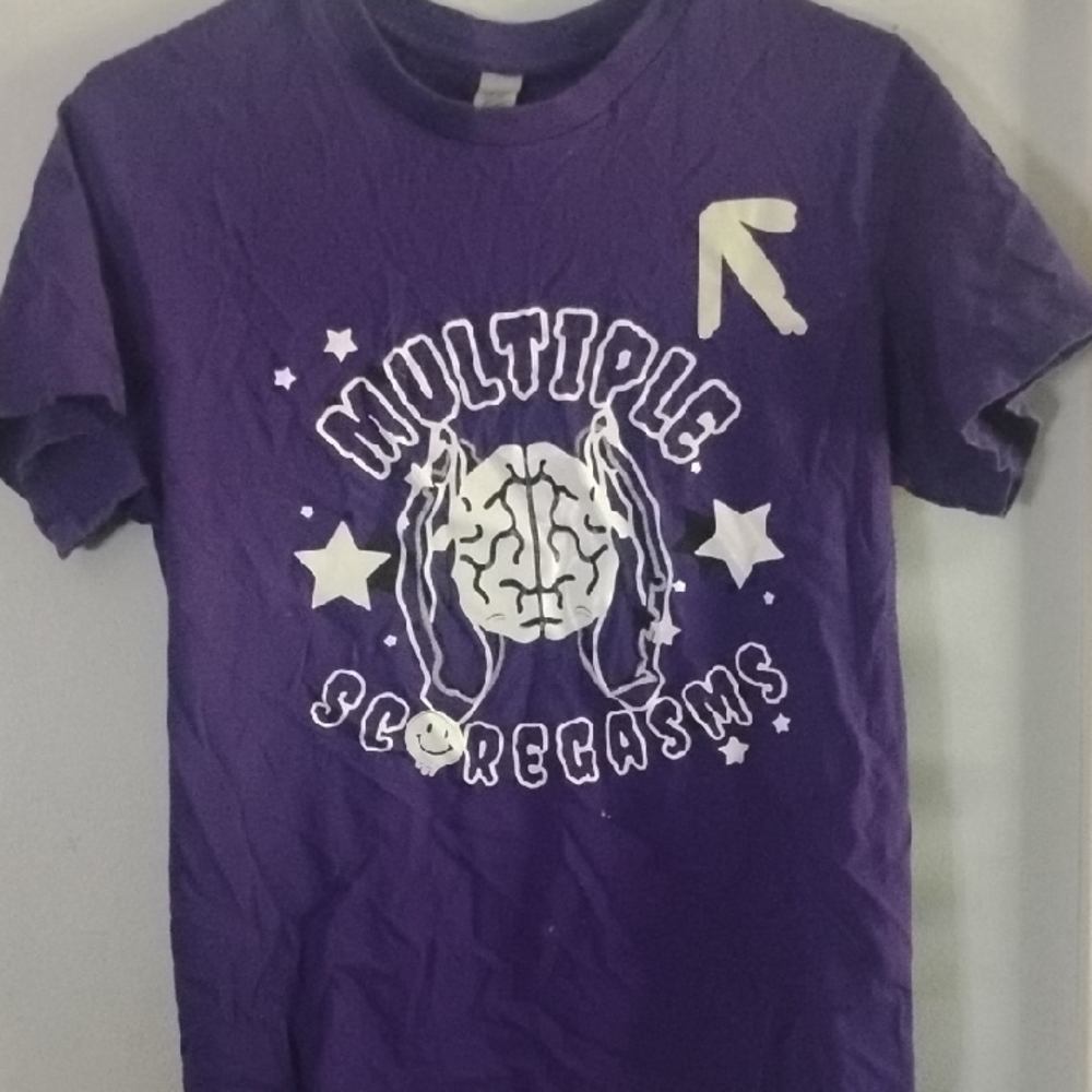 Vintage Purple Short Sleeve Tee with Graphic Design